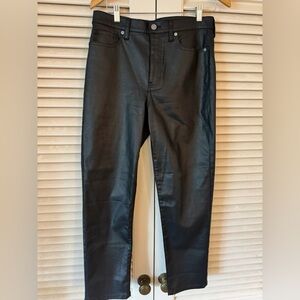 MINT COND BANANA REPUBLIC BLACK VEGAN LEATHER HIGH RISE CURVY SLIM JEANS SZ 8/29